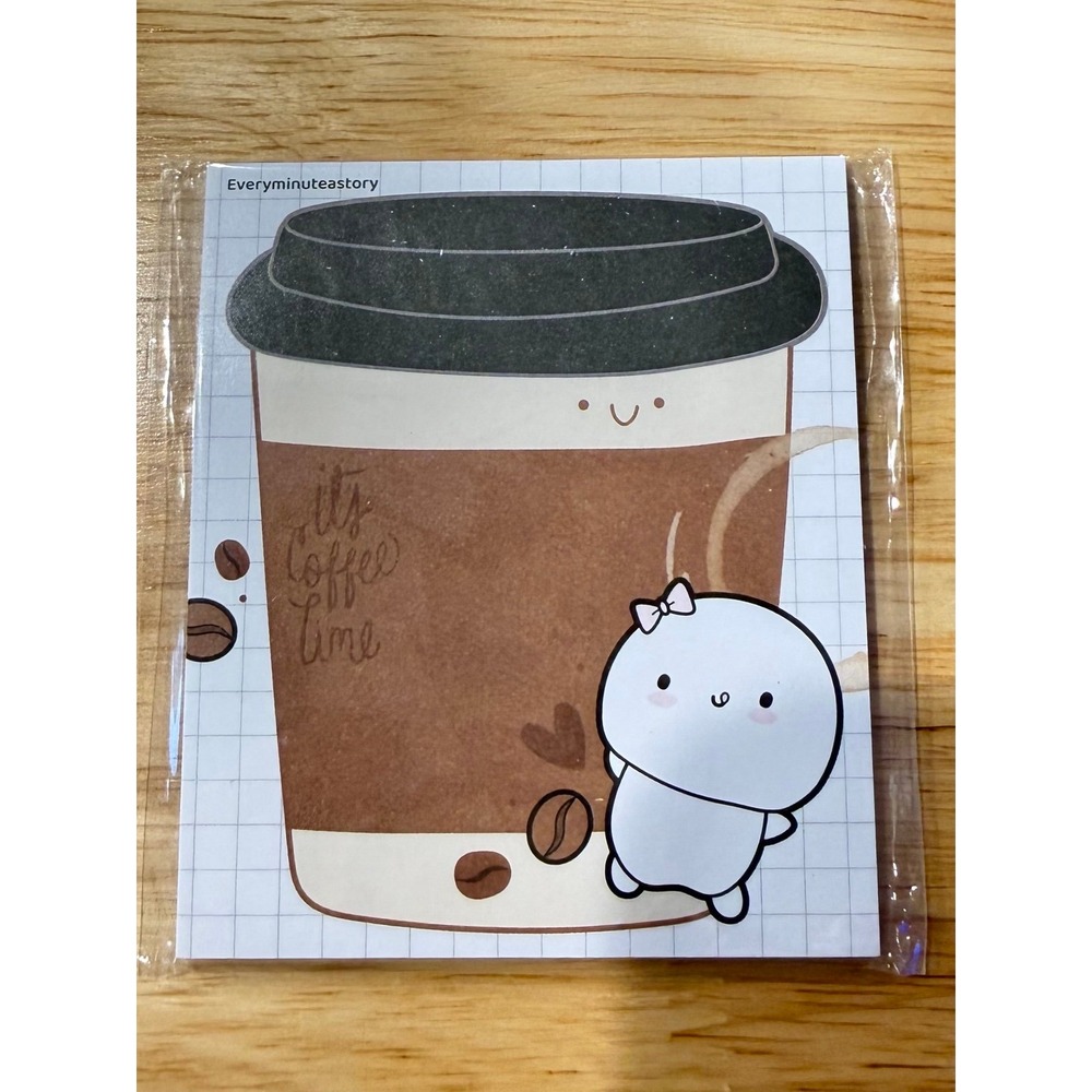 New Every Minute A Story It's coffee time, Beanie Sticky Notes EMAS Notepad